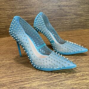 Steve Madden Vala S Blue Translucent Spiked Stud Pointed Toe Stiletto Heels 9.5M